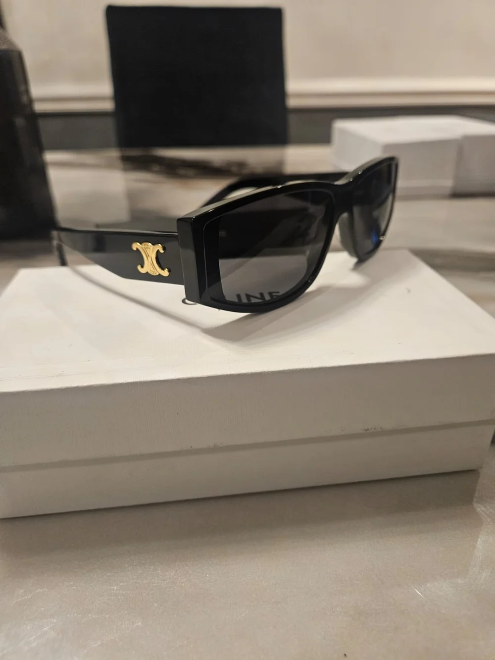Celine Black Sunglasses with Gold Logo Detail